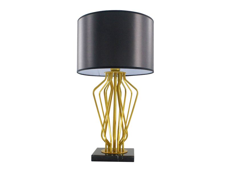 Table Lamp with Metal Base and White Fabric Shade E27 AT-7101