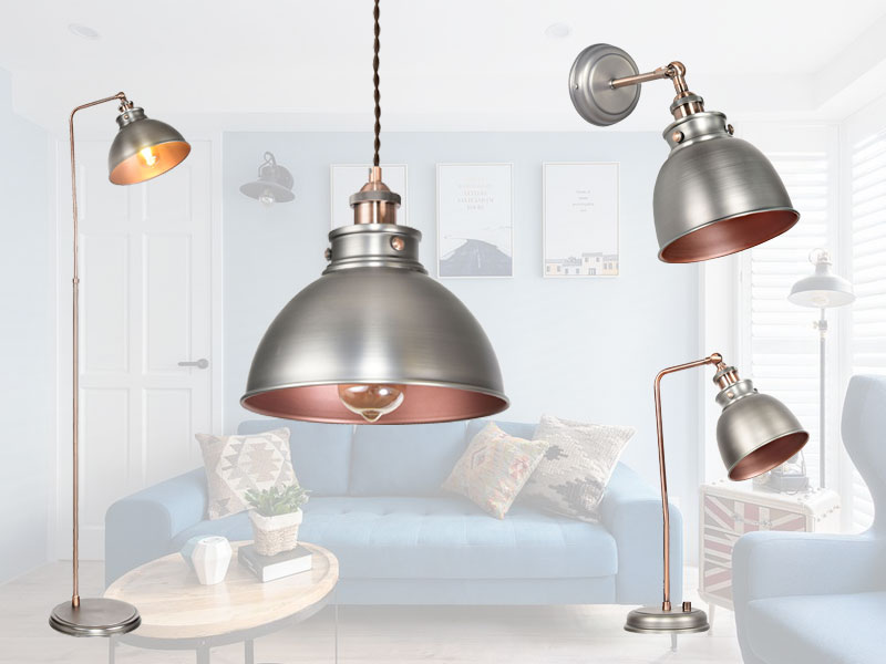 Modern Style Ceiling Lights, Brass Copper Painted Socket Pendant Light Metal Lampshade for Dining Room, Kitchen, Coffee Bar, Living Room, Study Room